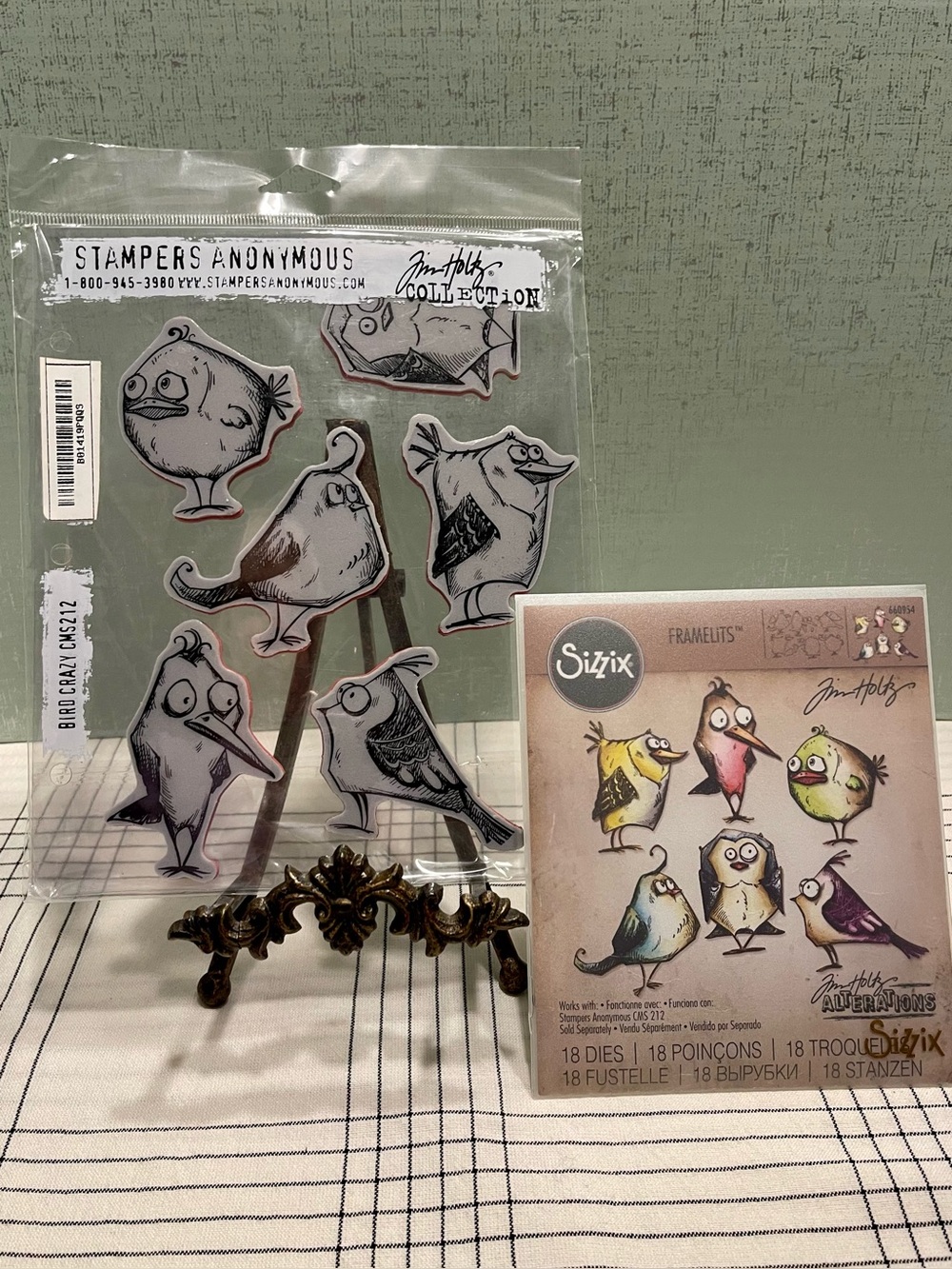 TIM HOLTZ Stampers Anonymous & Sizzix Crazy Birds Stamp and Die Set EUC